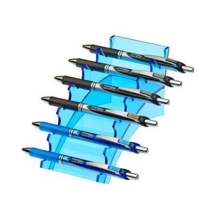 Adiroffice Acrylic 6-Pen Crystal Blue Horizontal Premium Pen Display Stand, PK8 ADI650-CRB-8pk